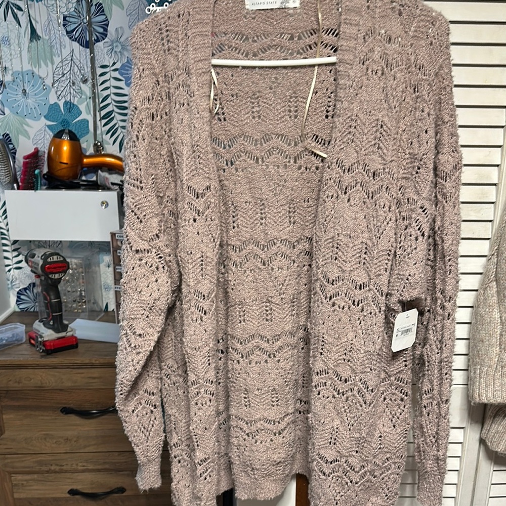 Altar'd State Tan Open-Front Cardigan Sweater